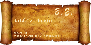 Balázs Ervin névjegykártya